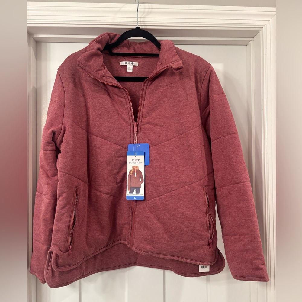 NWT Three Dots Quilted Step Hem Jacket - Size Large